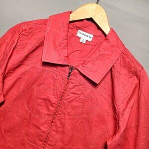 Breckenridge Jacket Womens Medium Pink Coral Embroidered Zip Lightweight Cotton